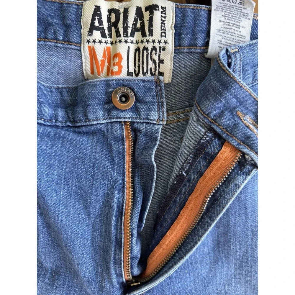 Ariat M3 Loose Fit Jeans Mens 40x32 Medium Wash Stretch Straight Western Work